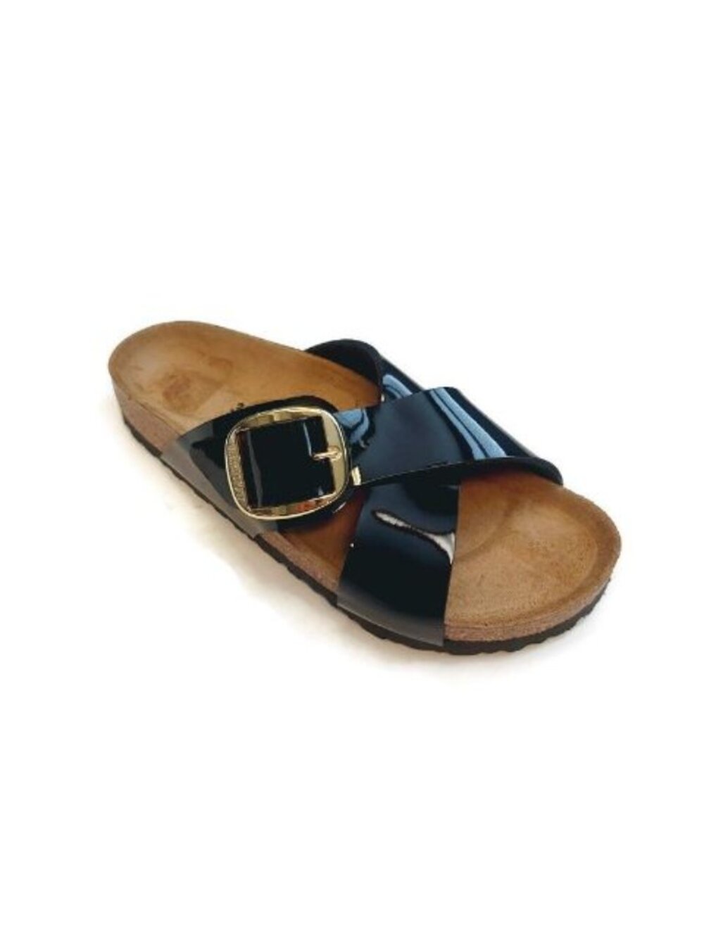 Birkenstock Siena Big Buckle Sandals Womens Size 7 Black Patent EU 38 Narrow - Picture 1 of 10